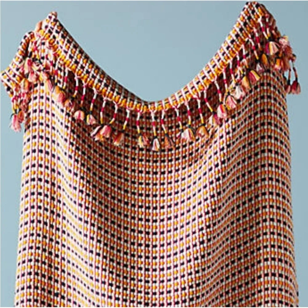 Anthropologie Multicolor Tasseled Sheila Throw Blanket OS